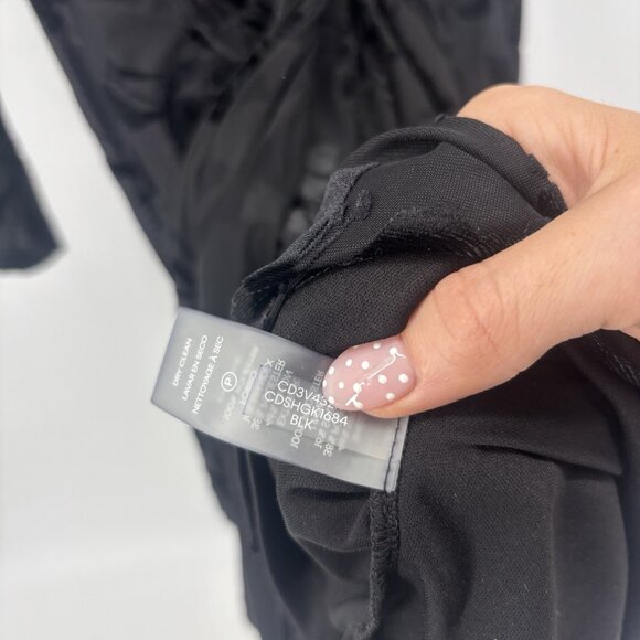 Calvin Klein Womens Black Velvet Mini Burnout Sheath Dress Size 12 Floral - Picture 7 of 12